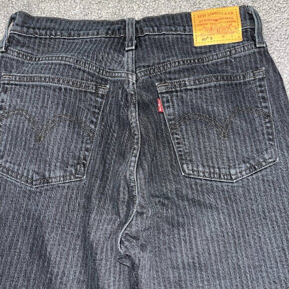 LEVI'S BIG E 501S - Skinny - Black & Gray Pin Stripe Denim Jeans - W28 L28 - Picture 6 of 12